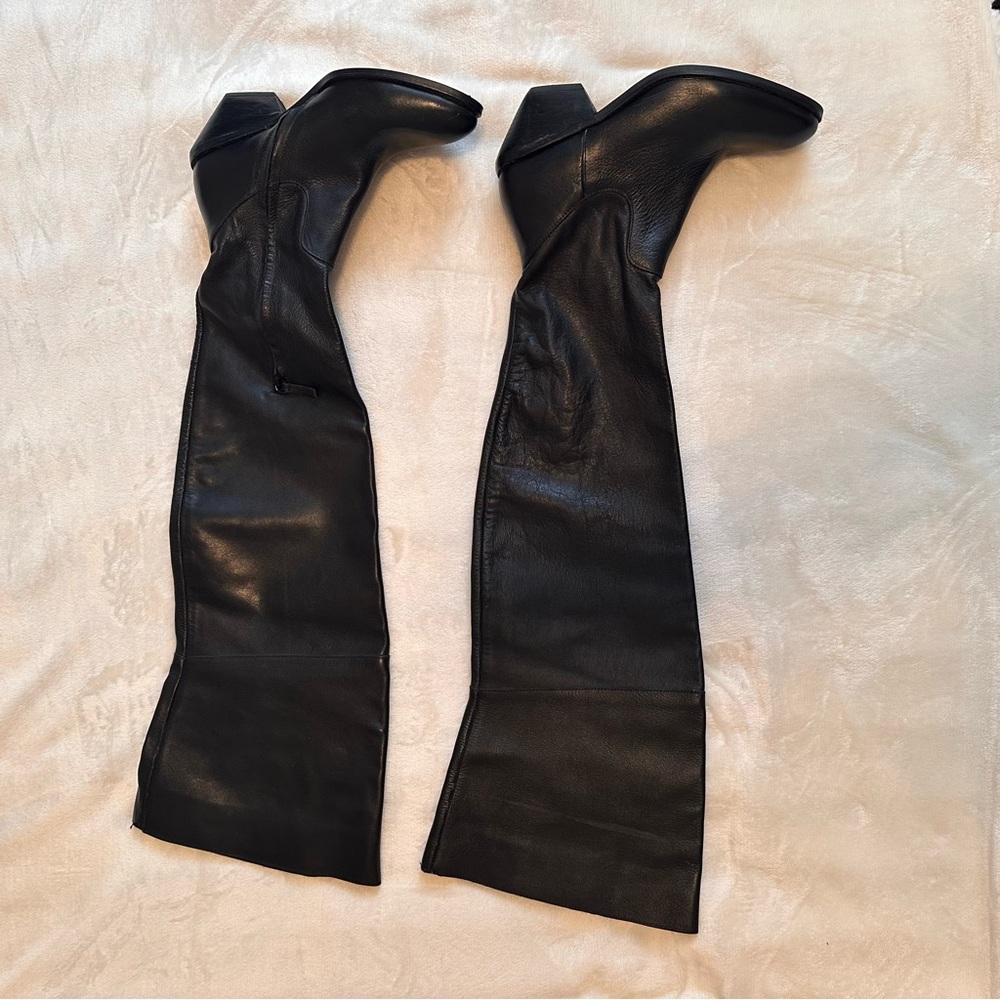 Genuine leather Over the knee western style boots - Picture 11 of 15